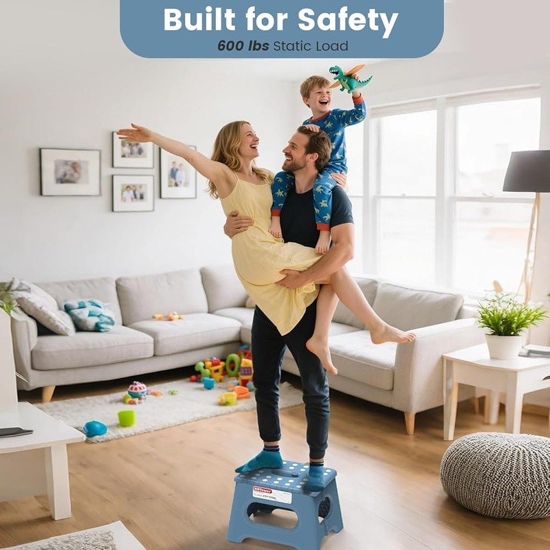 Durable Folding Step Stool W/ Non-Slip Surface Ergonomic Handle Safety Design US