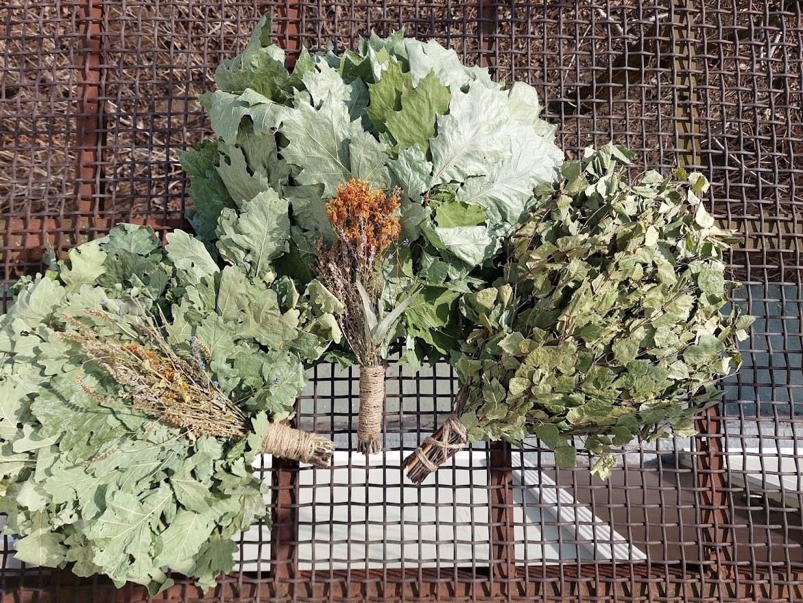 18st Oak brooms+herbs sauna banya venik whisks Eiche eco 2025 Ukrainian free shi