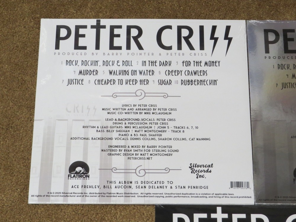 KISS PETER CRISS 3 RECORD SEALED SET SILVER BLACK AND WHITE