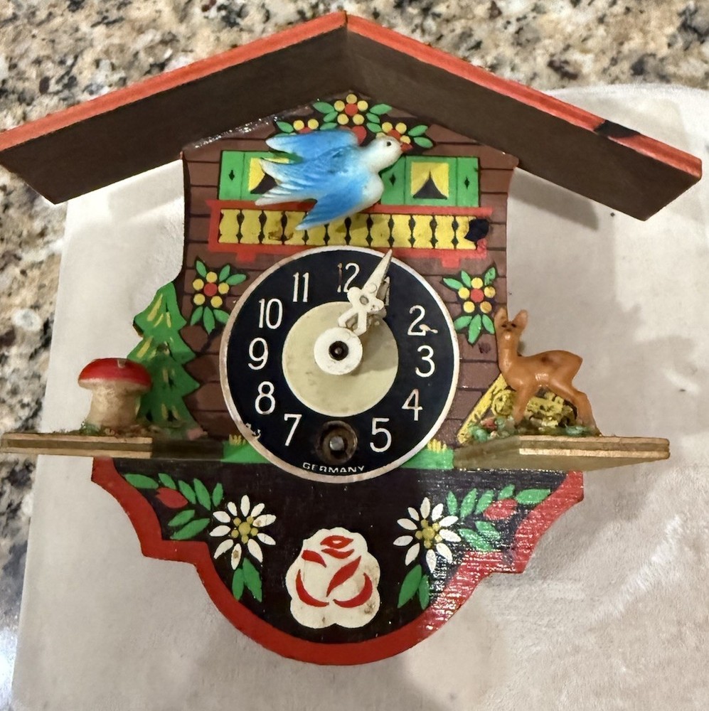 Vintage West Germany Mini Black Forest Chalet Clock