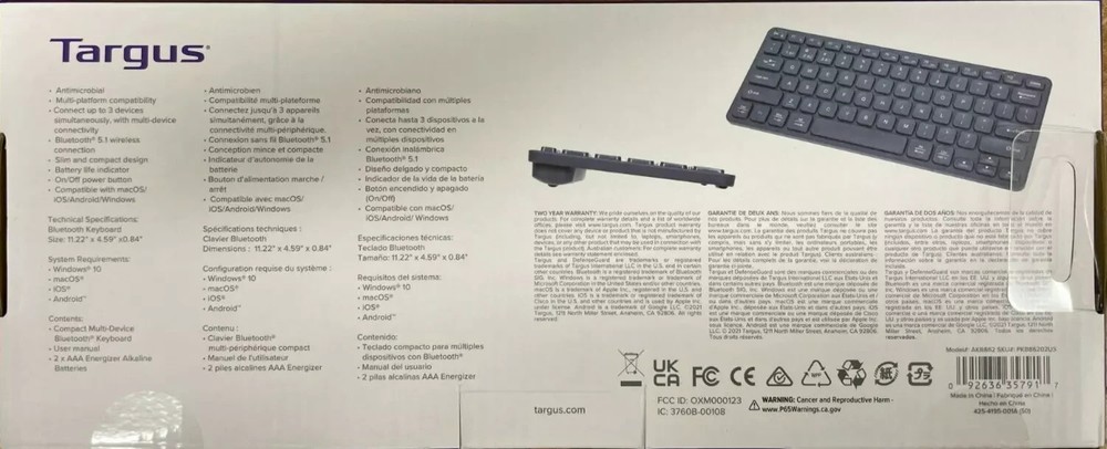 Targus Compact Multi-Device Bluetooth PKB86302US