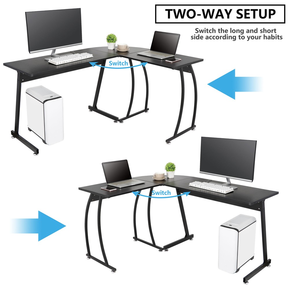 L-Shape Corner Desk Computer Game Office Durable Laptop Workstation Study 58"