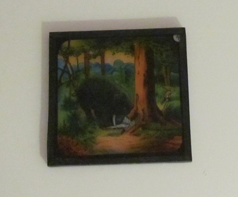 Glass Magic Lantern Slide ELEPHANT ATTACKING A MAN C1890 DRAWING