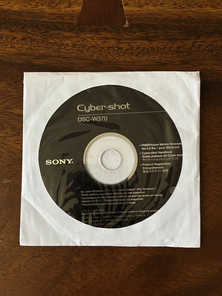 Sony Cybershot DSC-W370 CD SOFTWARE ONLY