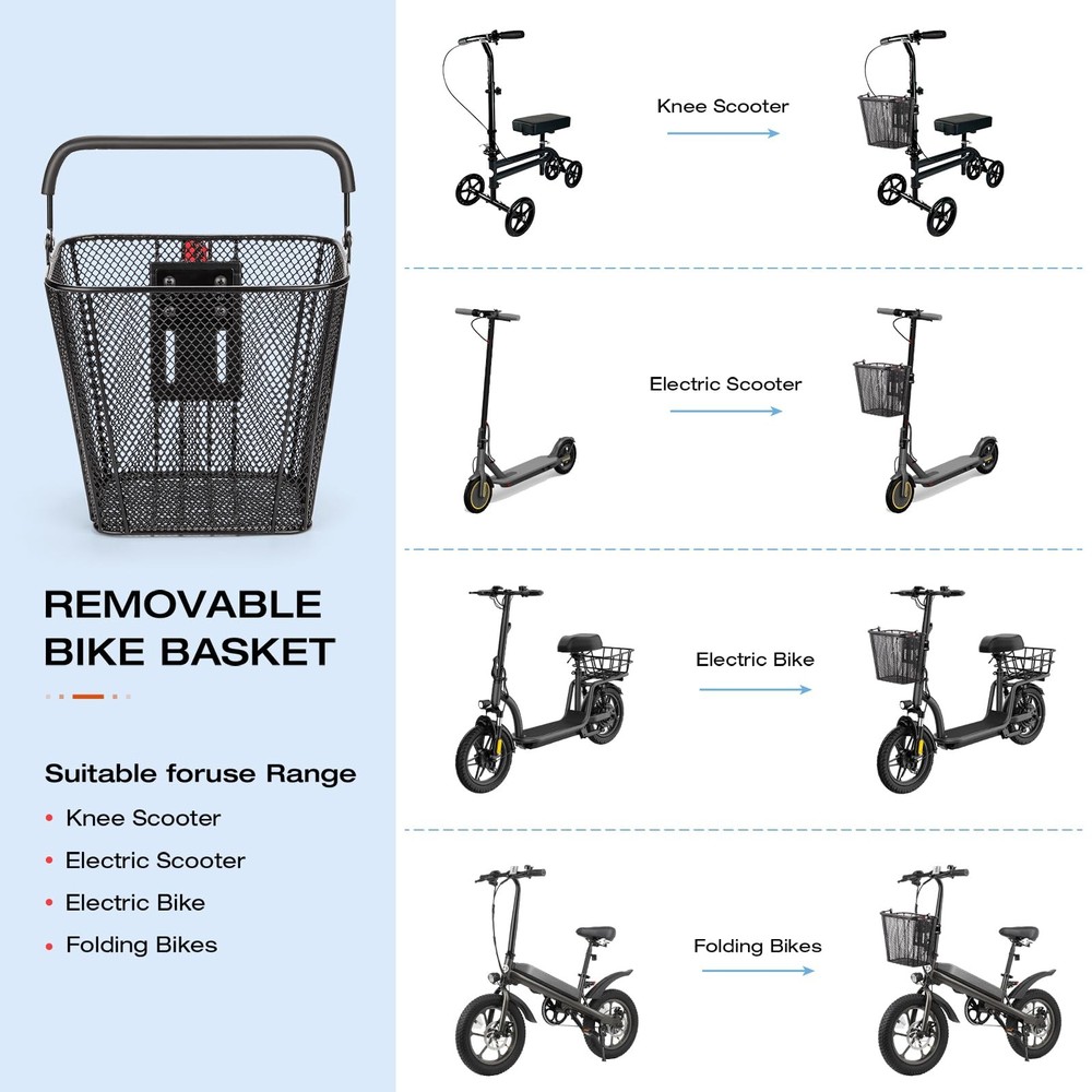 Scooter Basket with Handle- Quick Release Front Bike Basket for -Scooters - B...
