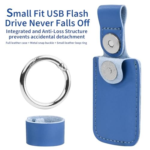 Microfiber Leather Small Sized USB Flash Drive Case, Anti Lost Mini Navy Blue