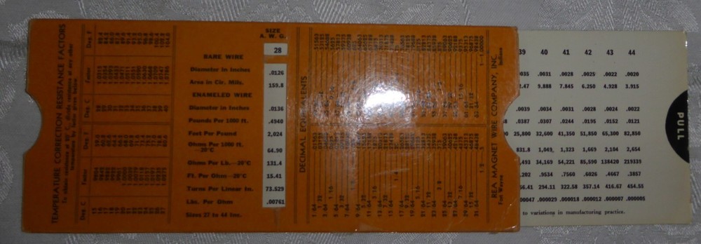 Vintage REA Magnet Wire Co Data Slide Card