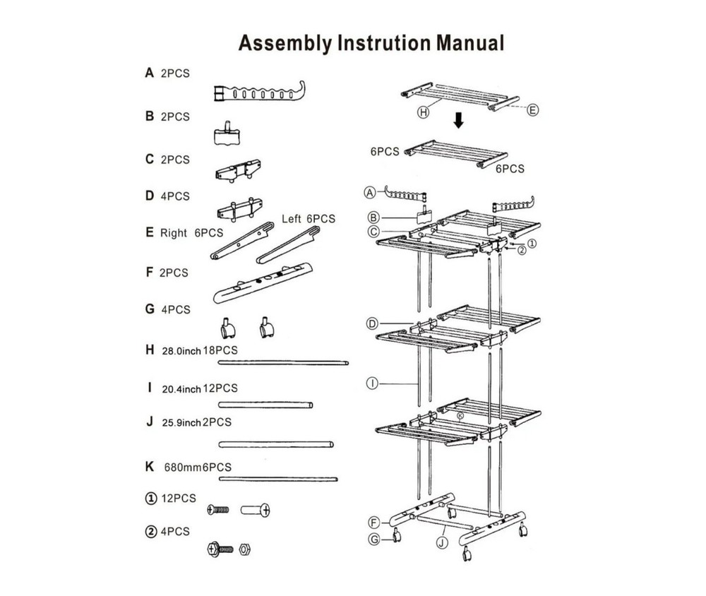 Clothes Drying Rack, 4-Tier Foldable Laundry Drying Rack, Stainless Steel...