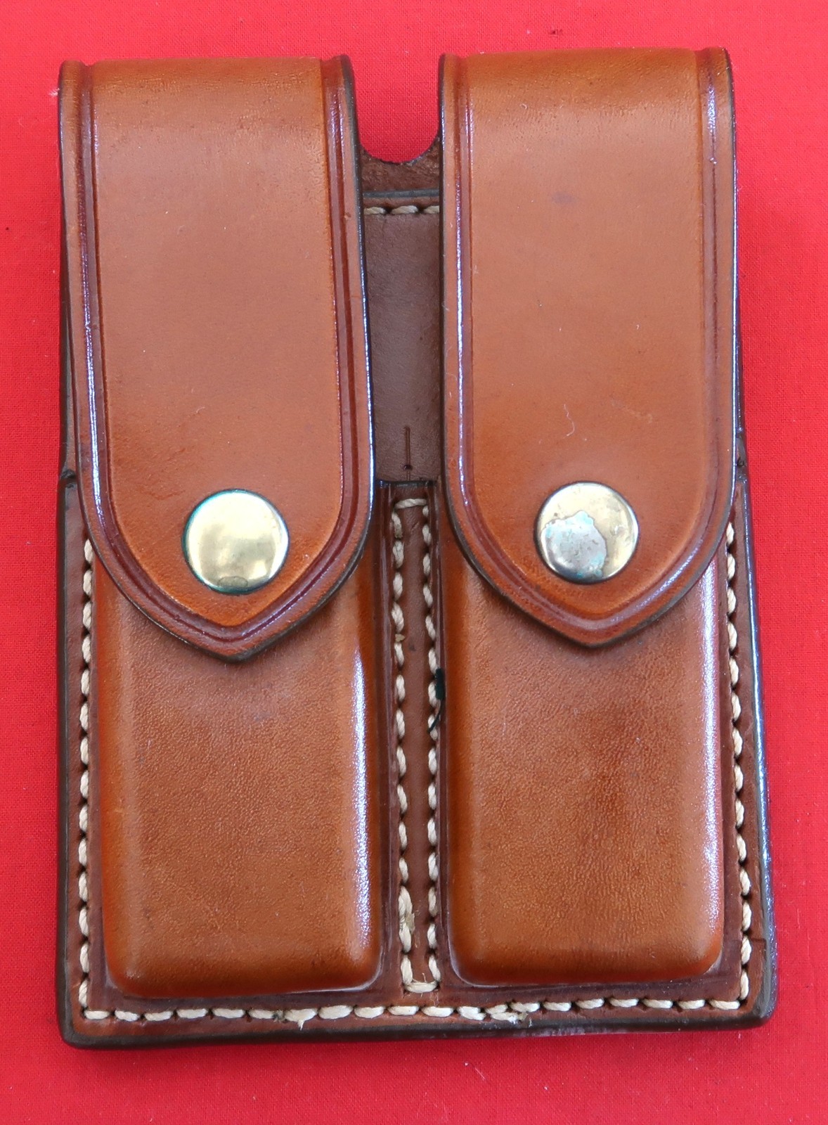 AKER Brown Leather Dual Double Magazine Pouch Model 510-5