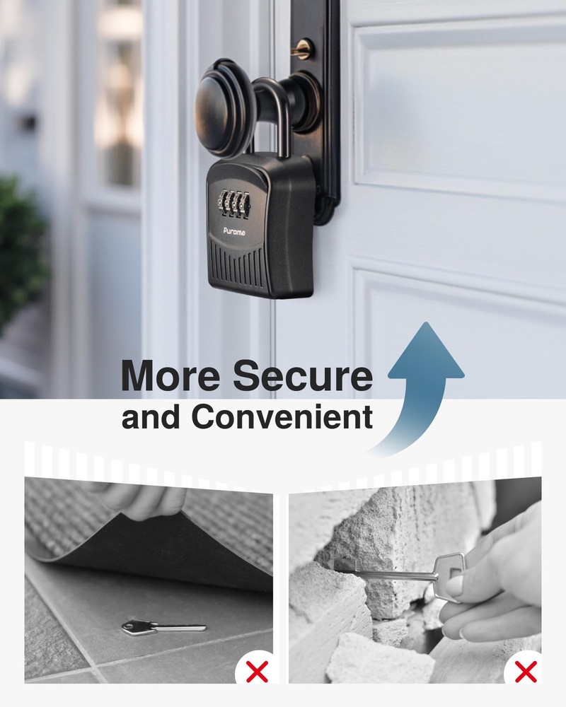 Lock Box Combination Key Lock Box Wall-Mounted Portable Storage Lockbox for K...