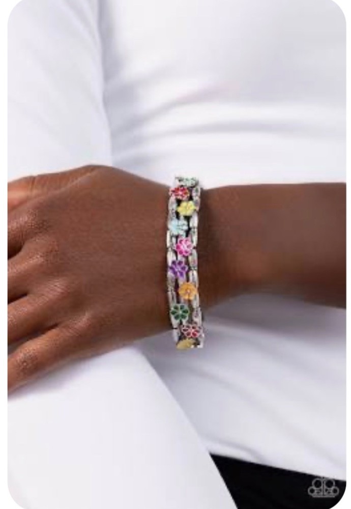 Paparazzi Scattered Springtime Multi Colored Flower Stretch Bracelet