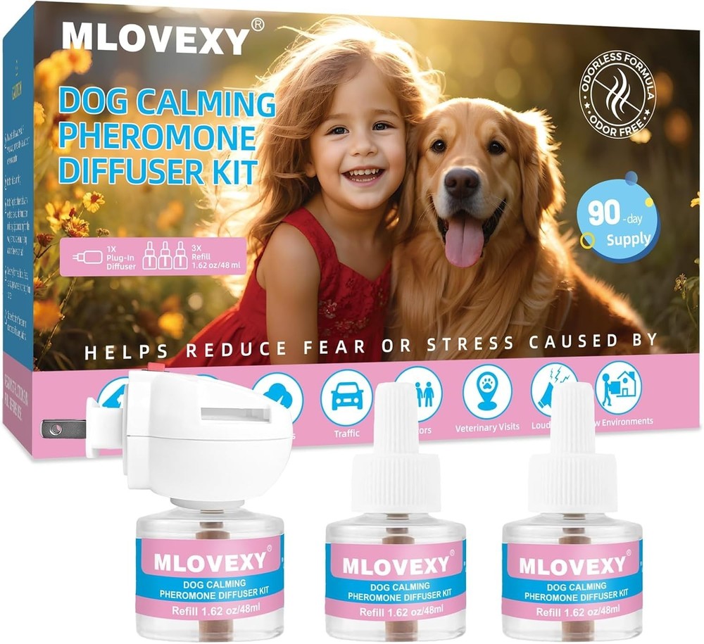 Calming Pheromones Diffuser for Dogs - Stress Relief for 90 Days, Easy Setup