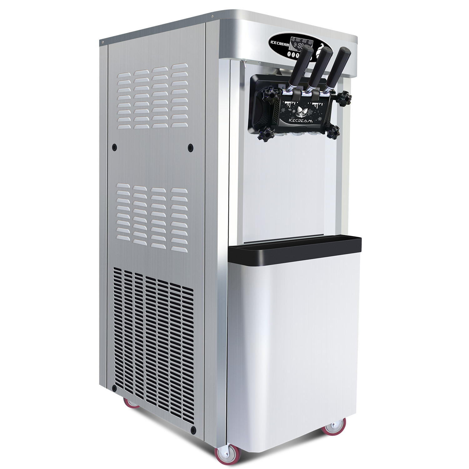 Commercial Soft Serve Ice Cream Machine Yogurt Maker 25-30 L/H Yield 3-Flavor