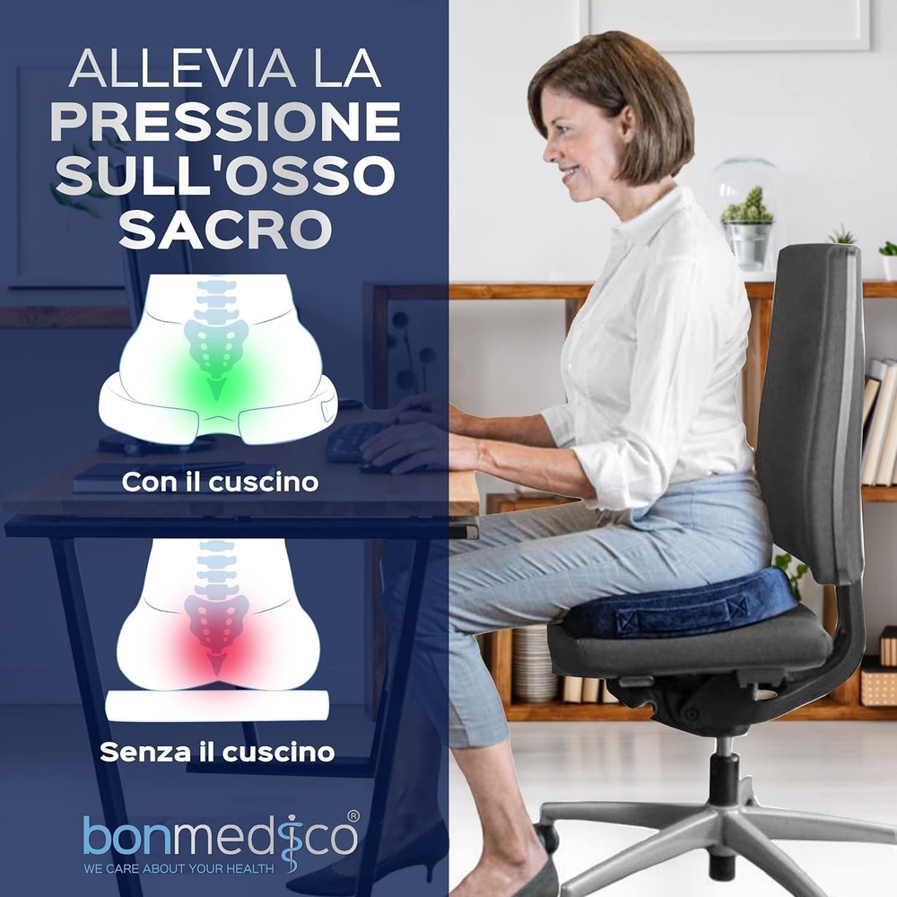 Portable Ergonomic Seat Cushion for Tailbone & Sciatica Relief – Soft & Washable