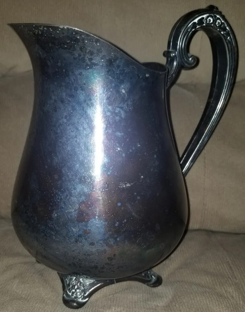 Vintage Oneida Silversmiths Water Pitcher with Decorative Footed Stand