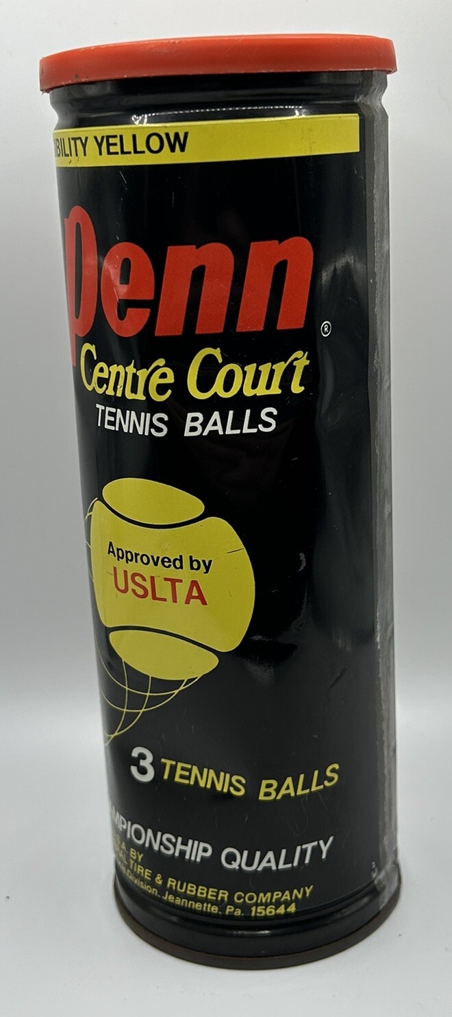PENN Tennis Balls Metal Can X-76 YHD Heavy Duty Felt Yellow Vintage