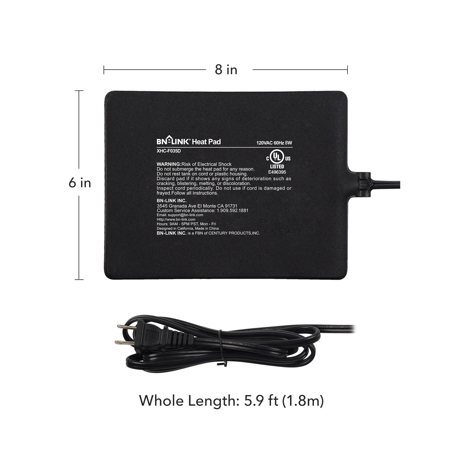 BN-LINK Reptile Heat Mat Under Tank Heater Terrarium Warmer Heating Pad For Pets