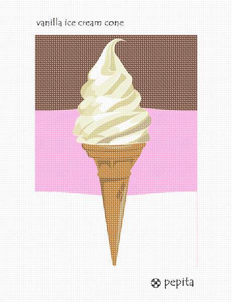 Vanilla Ice Cream Cone Needlepoint Kit or Canvas