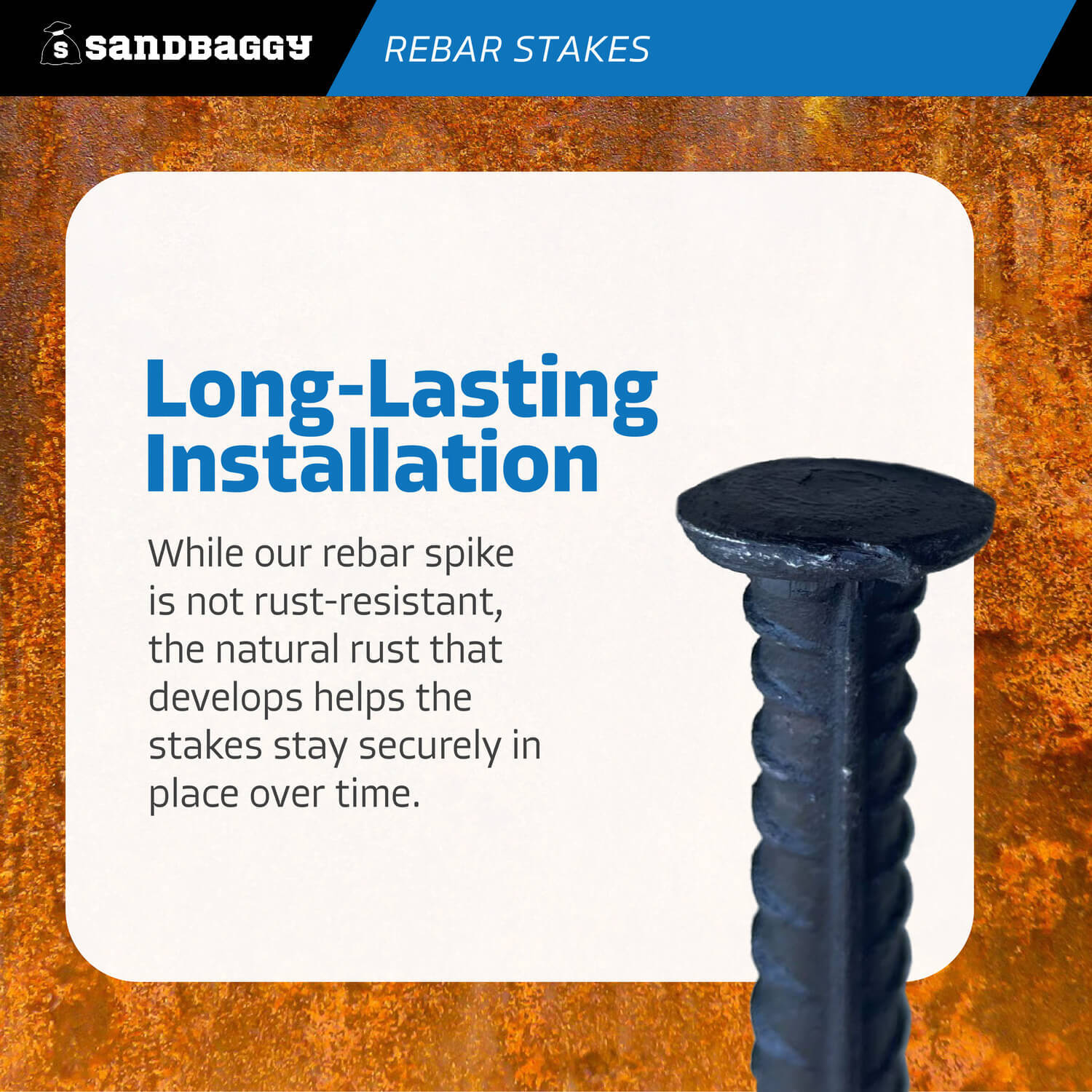 Sandbaggy 48" Steel Rebar Stakes with Nail Head - Garden Stakes (#4 Rebar)