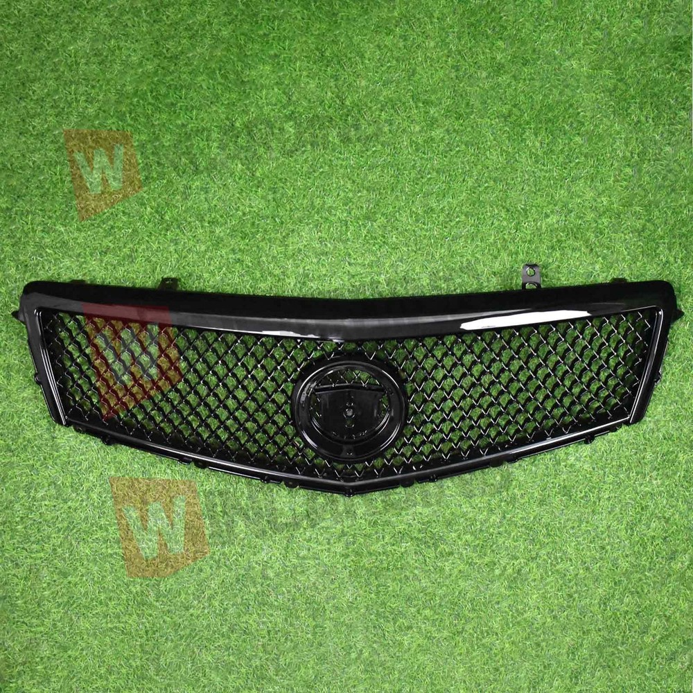 2PCS Front Upper Grille & Trim Molding For 2013-2014 Cadillac ATS Gloss Black