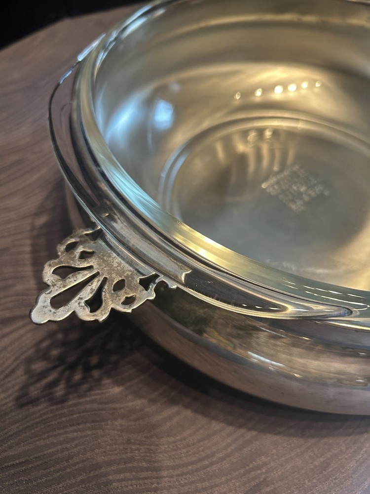 Sheffield Silverplate Casserole Dish w Lid Pyrex Insert 128