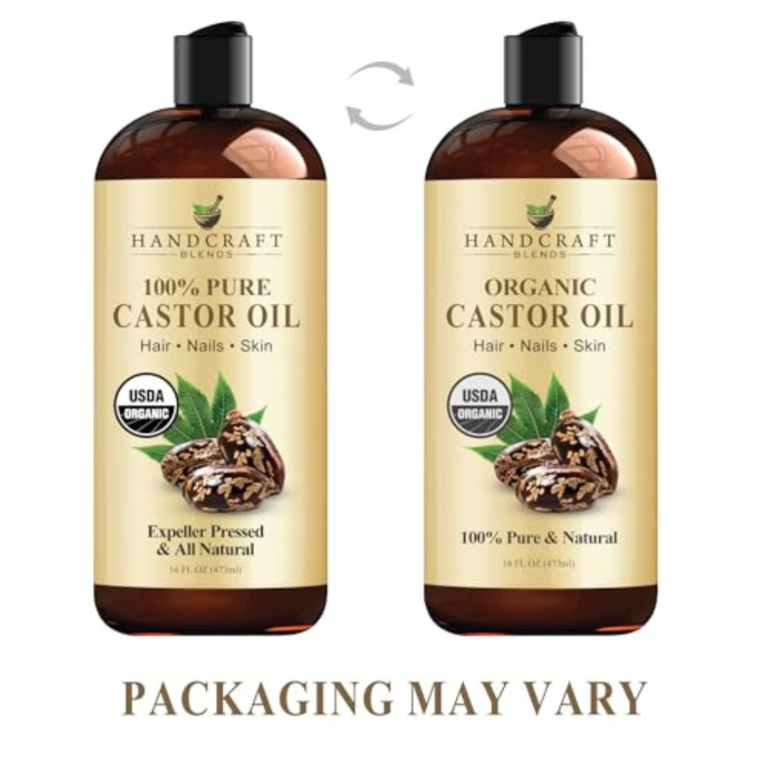 Premium Organic Castor Oil 100% Pure and Hexane-Free Cold-Pressed Beauty 16 fl.