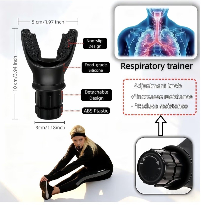 Breathing Exercise Device Lung Trainer Adjustable Silicone Respiratory Tool
