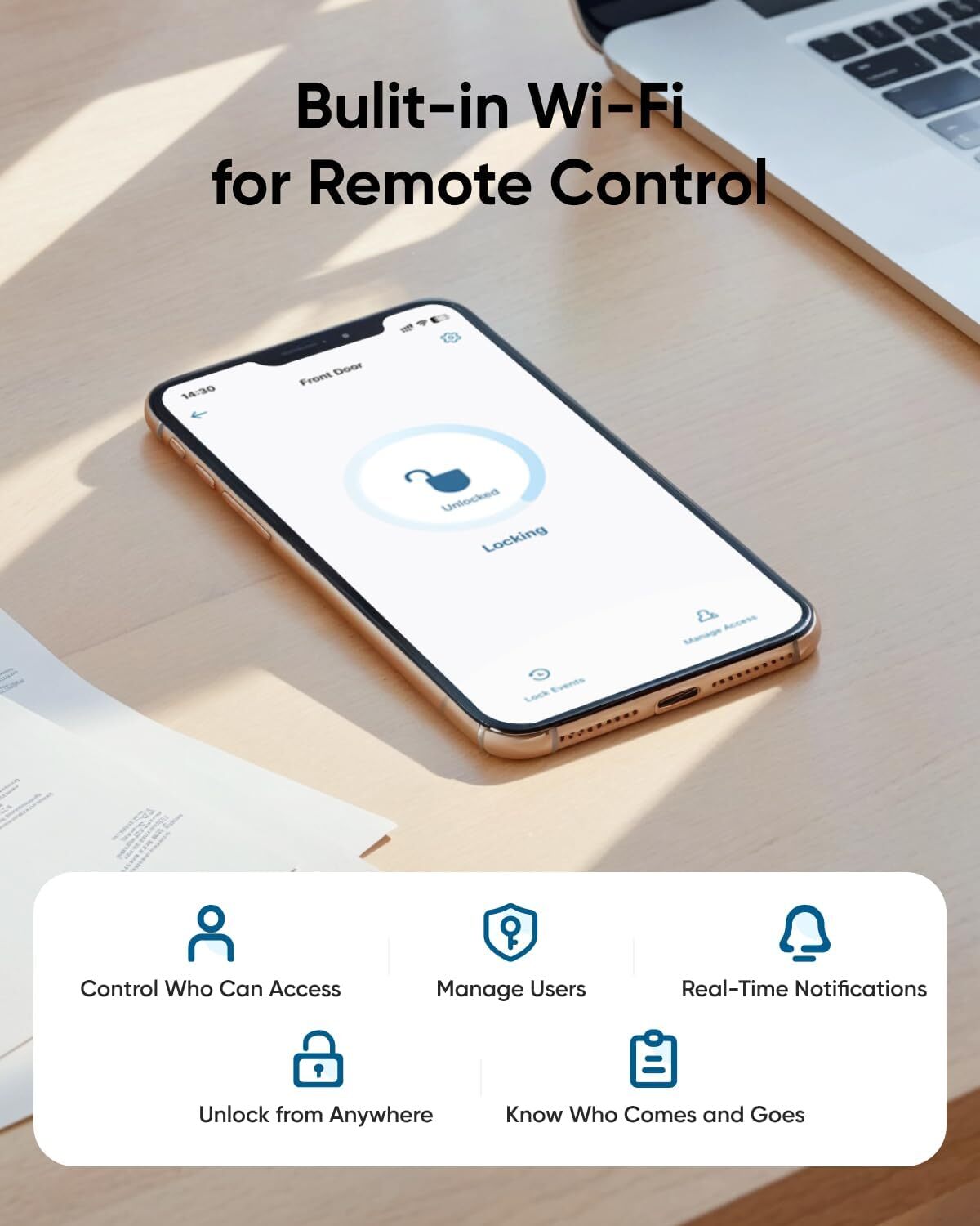 eufy Smart Lock C33 Wi-Fi Fingerprint Keyless Door Lock with Handle, APP Control