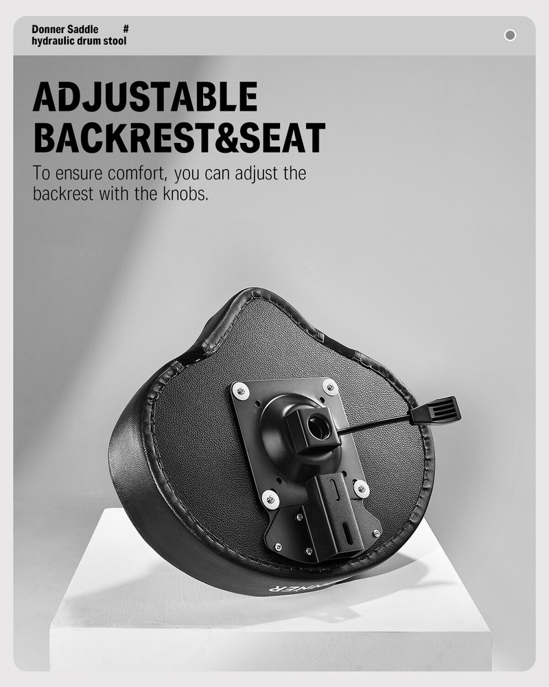 Donner Drum Throne With Backrest Motorcycle Style Stool Stable Adjustable Height