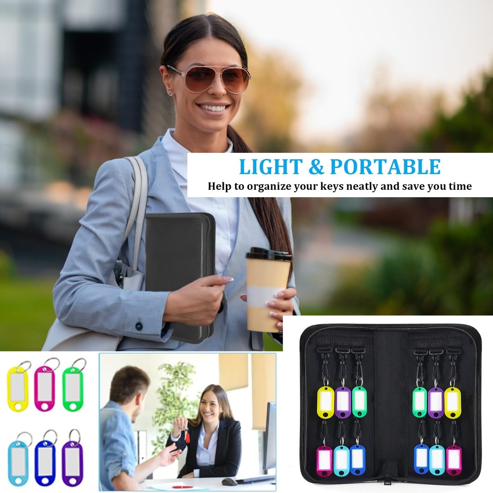 Key Organizer, Waterproof Fireproof Key Case with 12 Key Hooks and Tags,portable