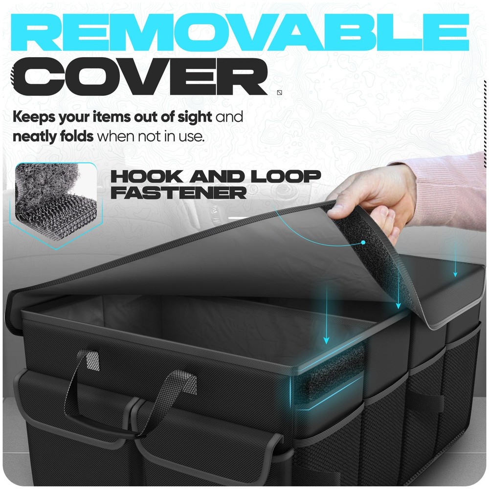 Car Trunk Organizer, Collapsible Multi-Compartment Storage for SUV Accessories