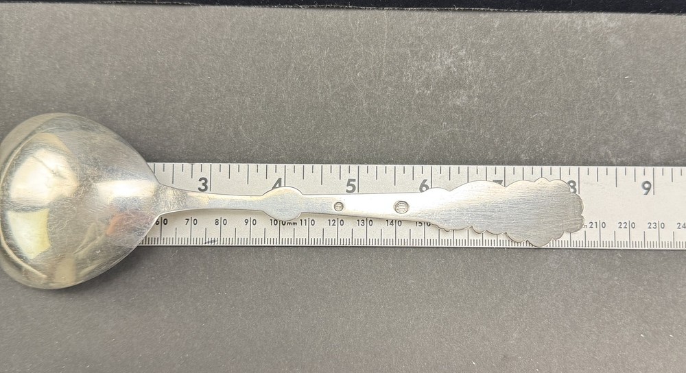 1916 Large Danish Silver Serving Spoon Tang Pattern Seaweed