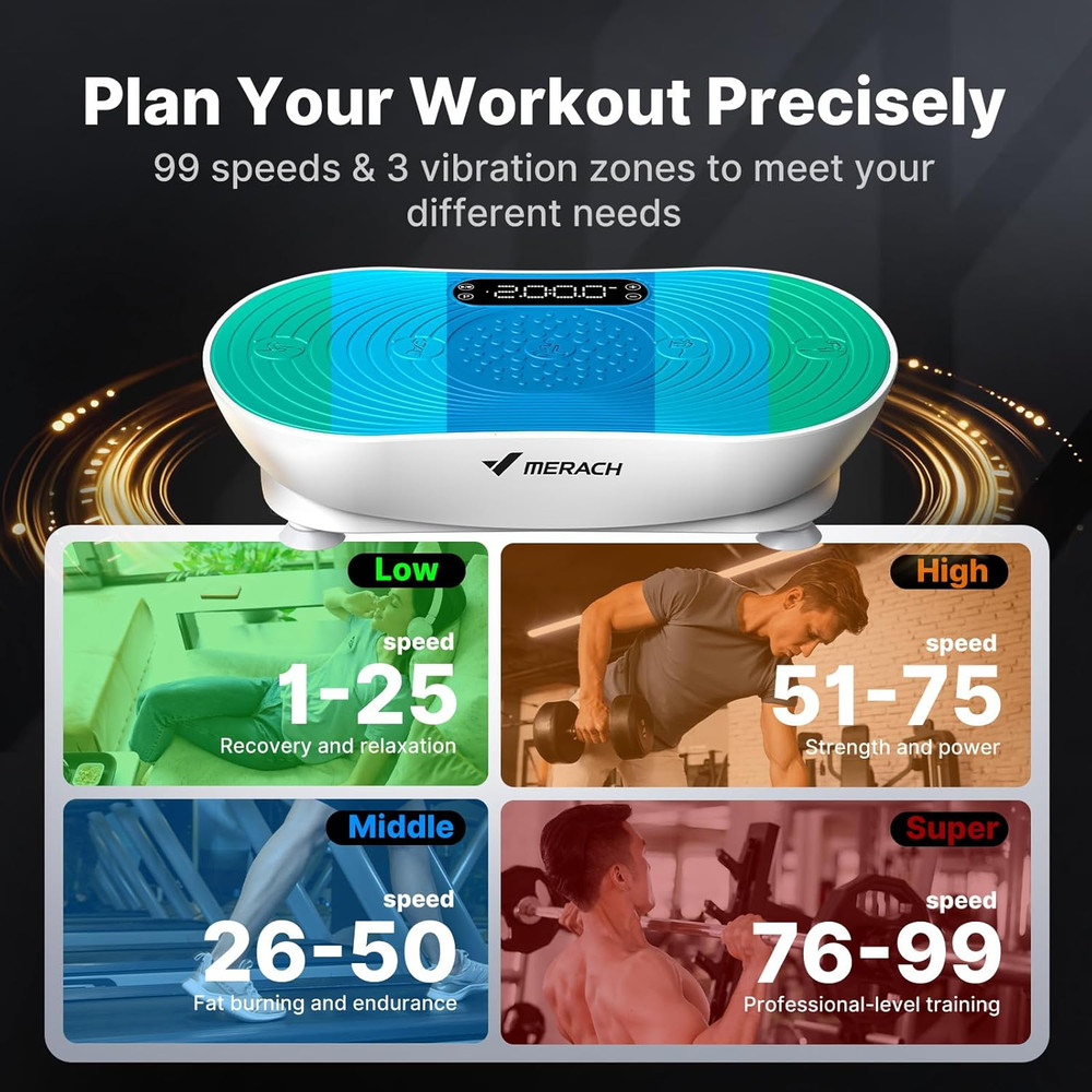 MERACH Vibration Plate Exercise Machine, Vibrating Platform for Lymphatic Draina