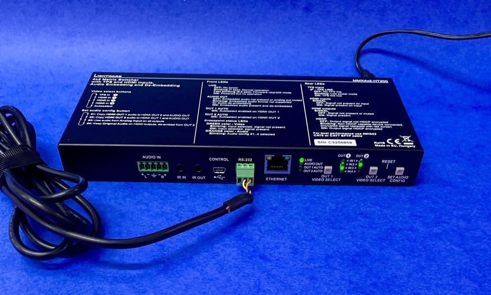 Lightware MMX4x2-HT200 Matrix Switcher w/ TPS & HDMI Inputs & Breakaway Analog