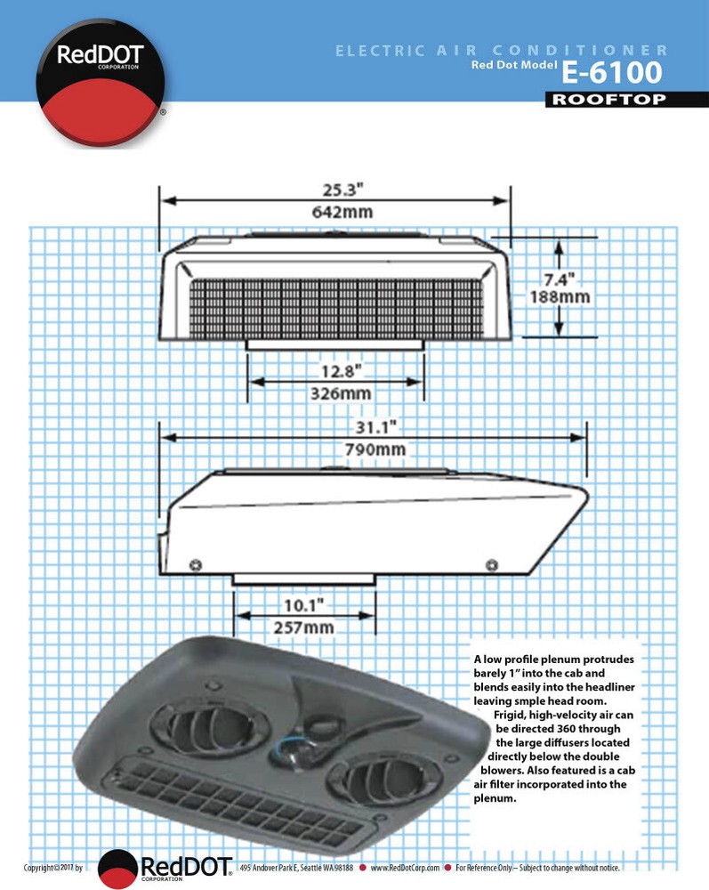 Red Dot AC Unit 12v Self Contained Rooftop Mount E-6100-0-12P