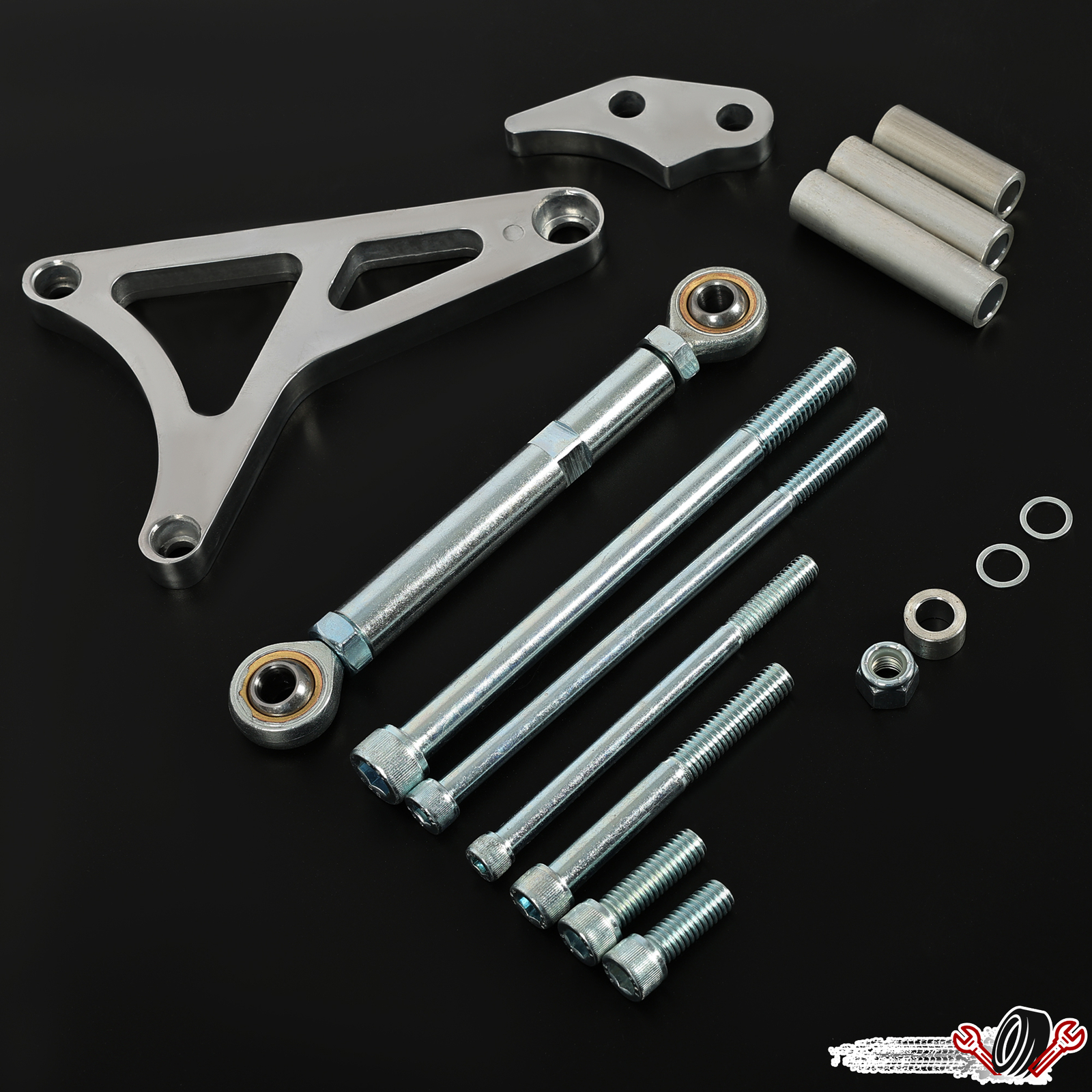 For Ford 289/302 5.0L V8 68-1993 Silver Aluminum Alternator Bracket +Tension Rod