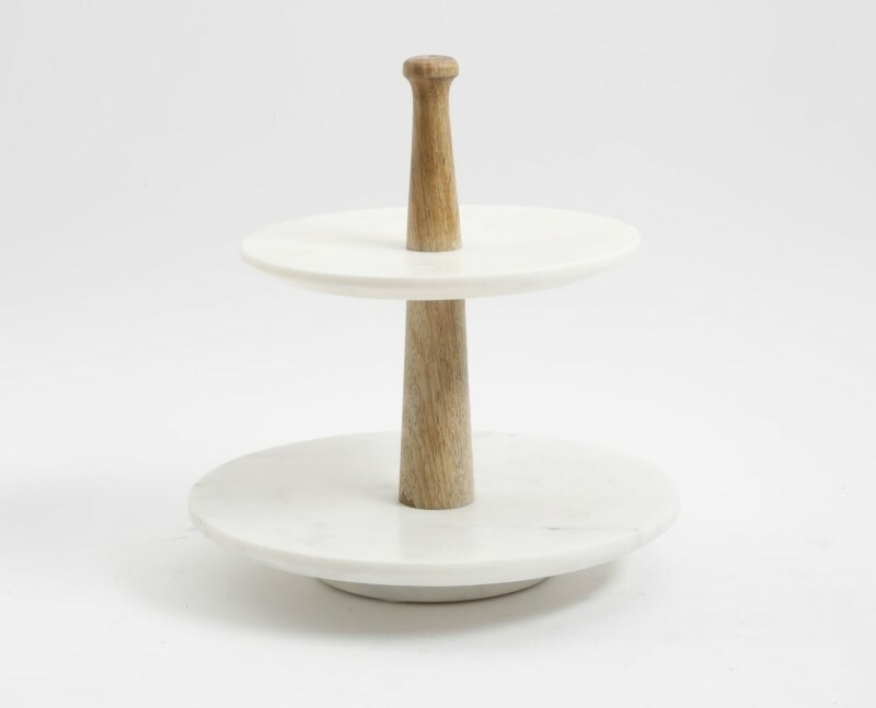 Laurie 263976 Gates Two-tier Elegant White Marble Server