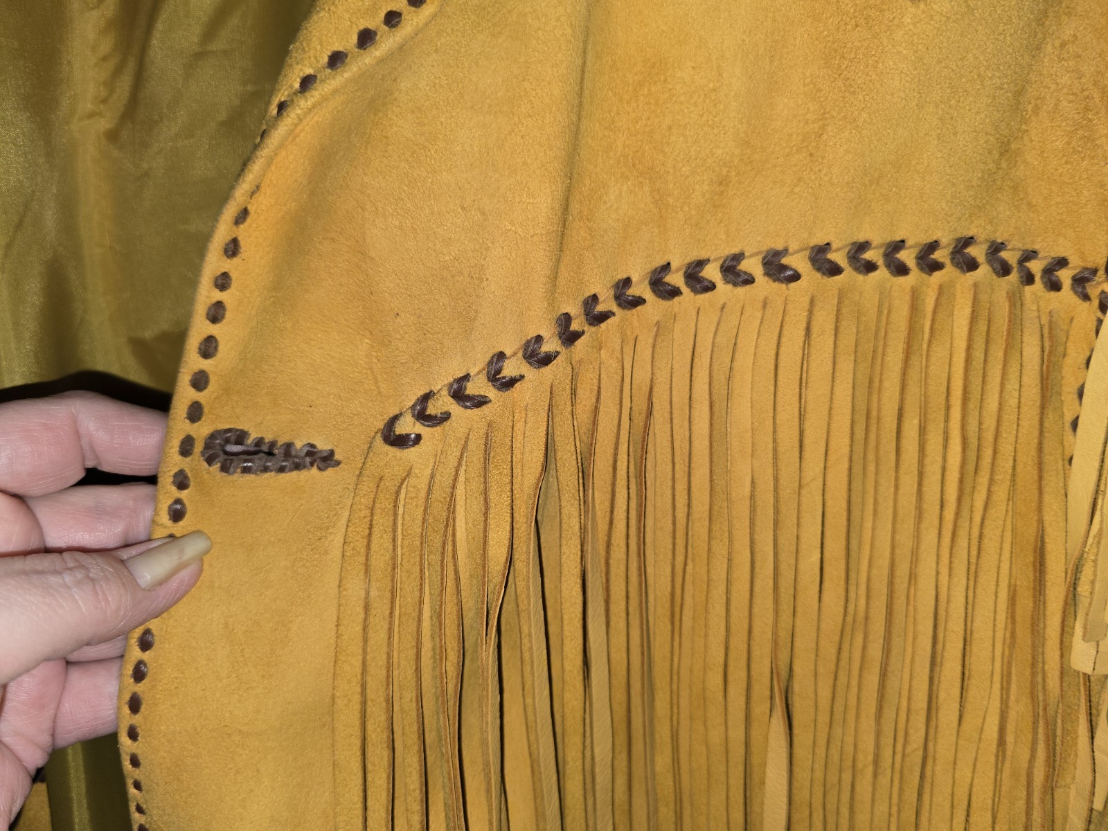 2xl Handmade Vintage Native Deerskin Fringed Jacket