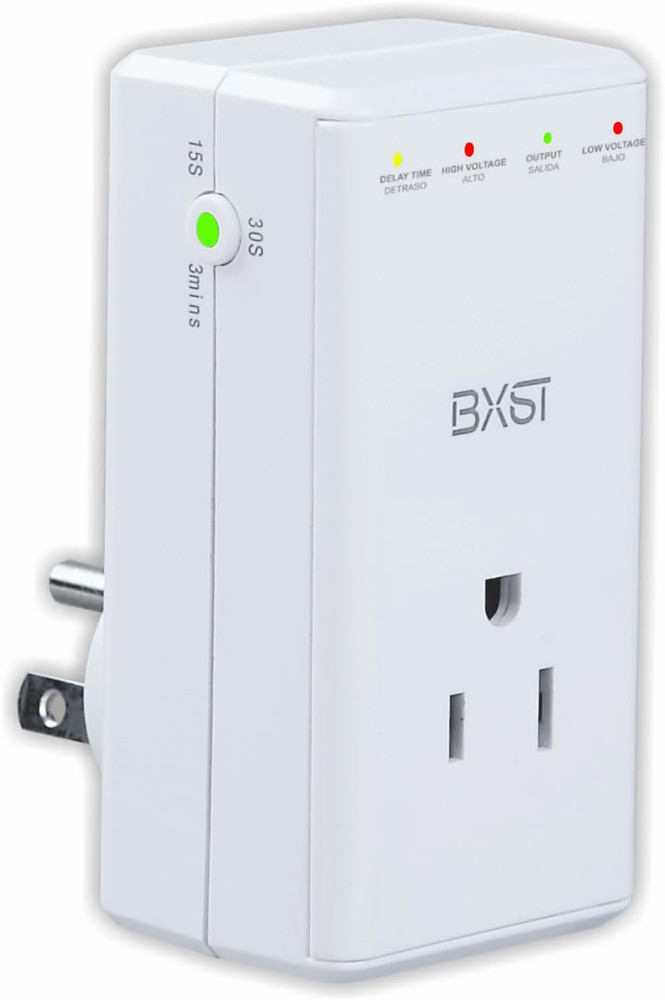 Brownout Surge Protector for Refrigerator One Outlet Adjustable Delay 15S/30S/3M