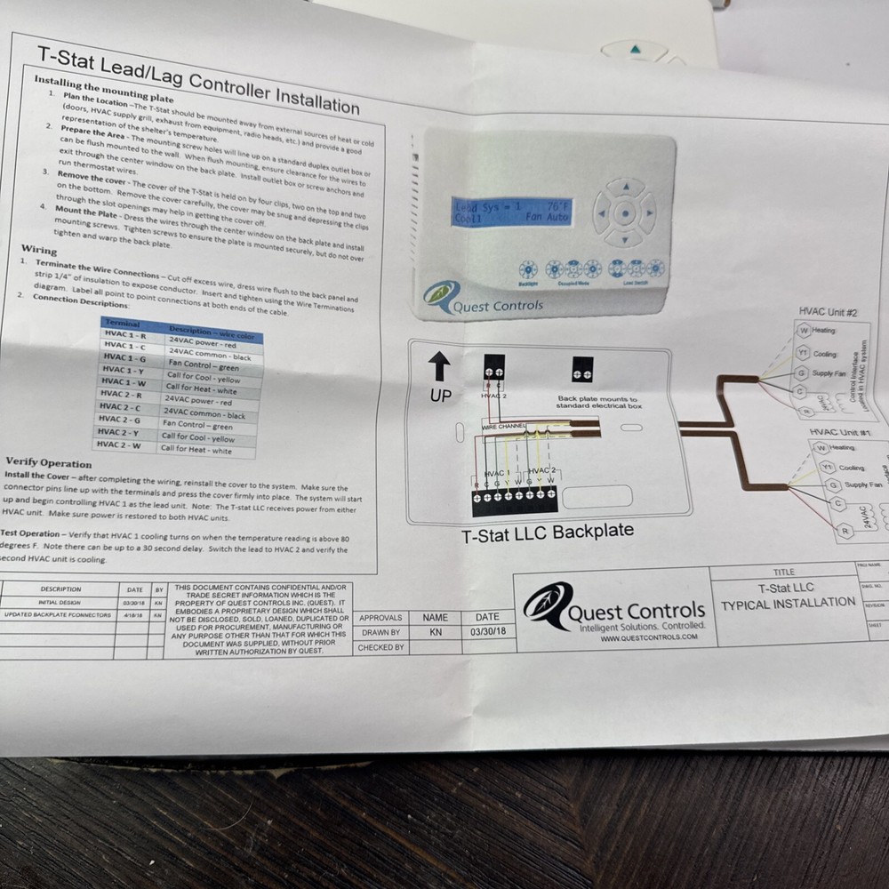Quest Controls T-Stat Lead / Lag Controller Model 100 LLC 150966-1, Dual Control
