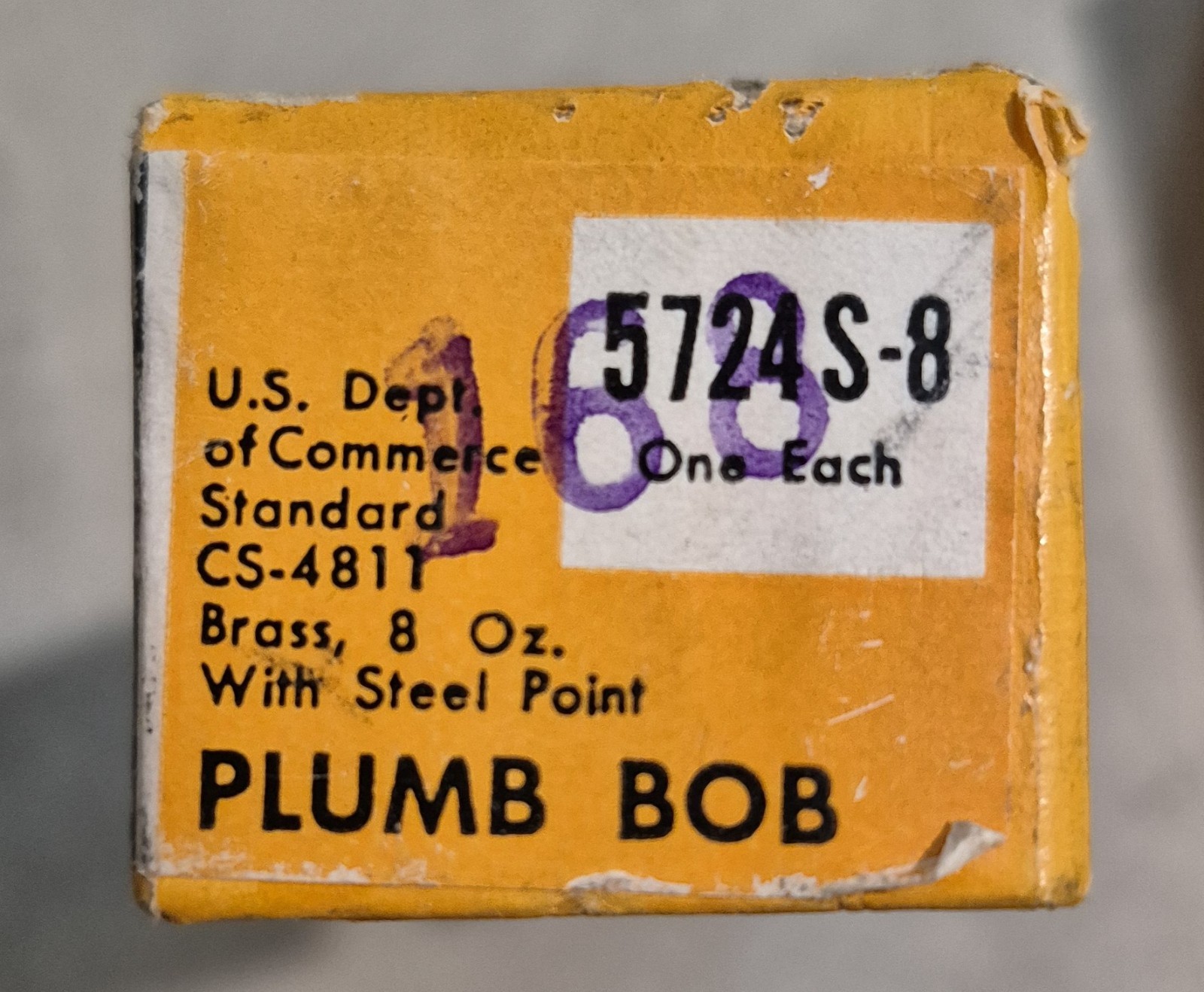 Dietzgen 5724 S-8 Plumb Bob in Box 8 oz. Great Shape USA