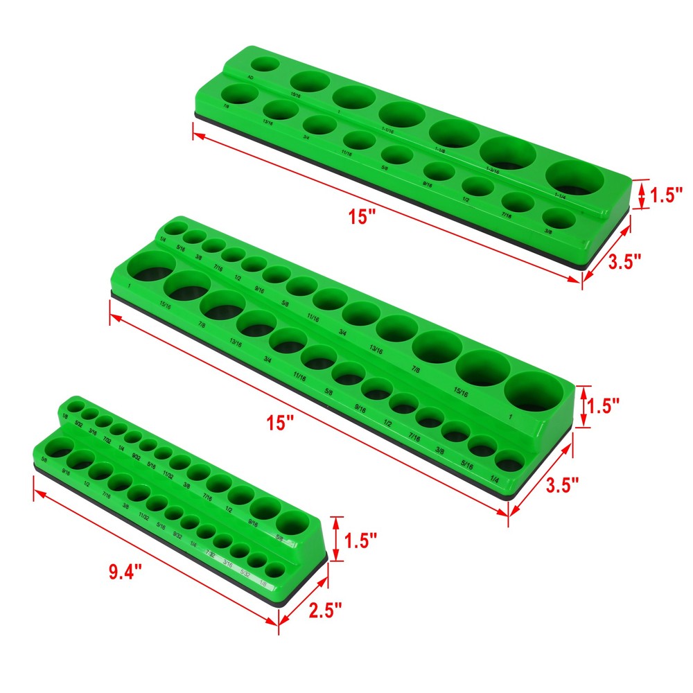 Magnetic Socket Organizer Set 68pcs Socket Holder Set Includes 1/4", 3/8", 1/2"