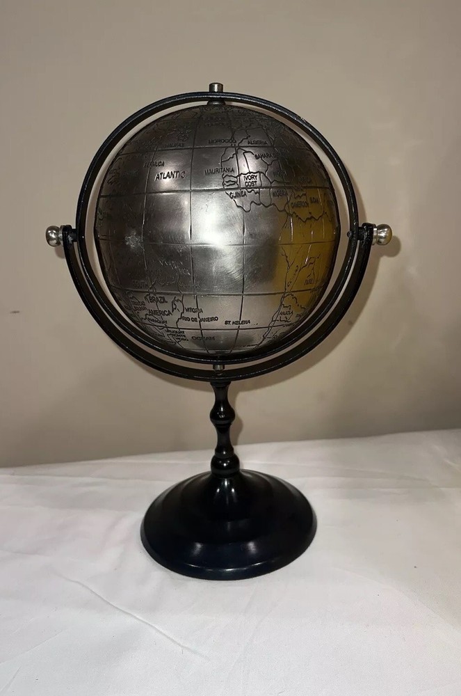 Globe Earth Stand Base Metal Vintage