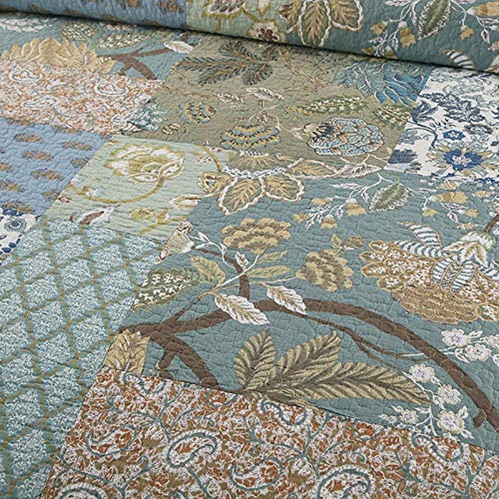Cotton Patchwork Quilt Set Bedspread Queen Size - Breathable Comforter Floral...