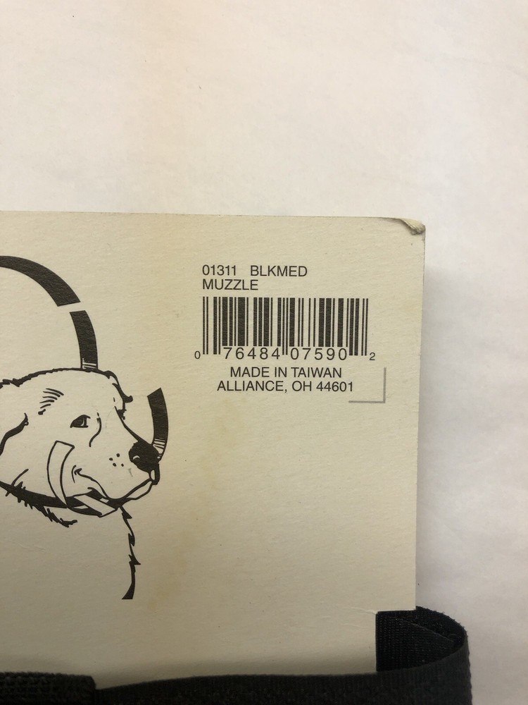 Medium Comfort Muzzle For Dogs. Black. For Temporary Muzzle Restraint.