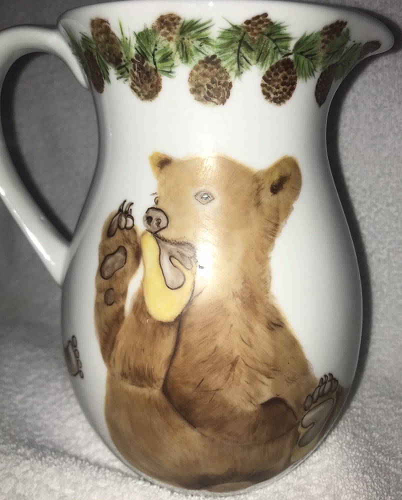 Signed Hand Painted Honey Bear Pitcher