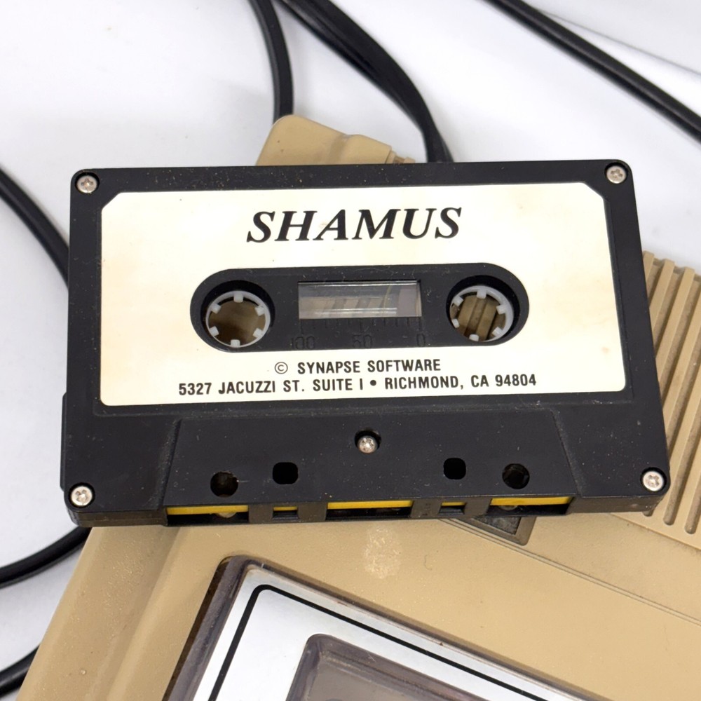 1980s Atari 410 Cassette Program Recorder & Shamus Atari Cassette Game- Untested