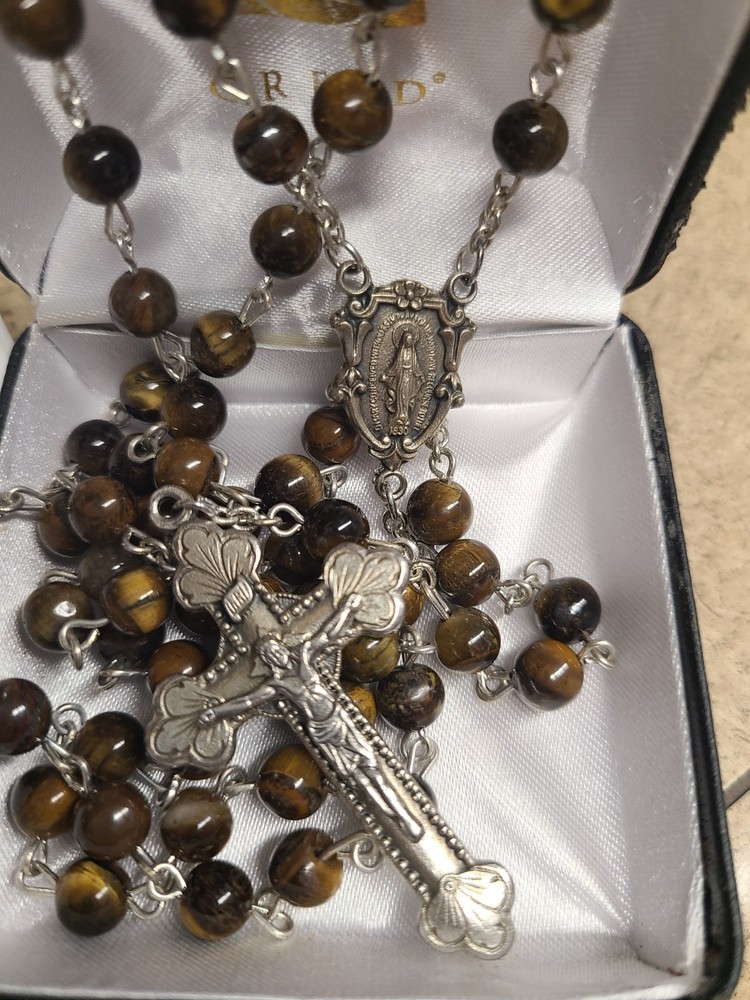 Creed Brown Shiny Bead Rosary