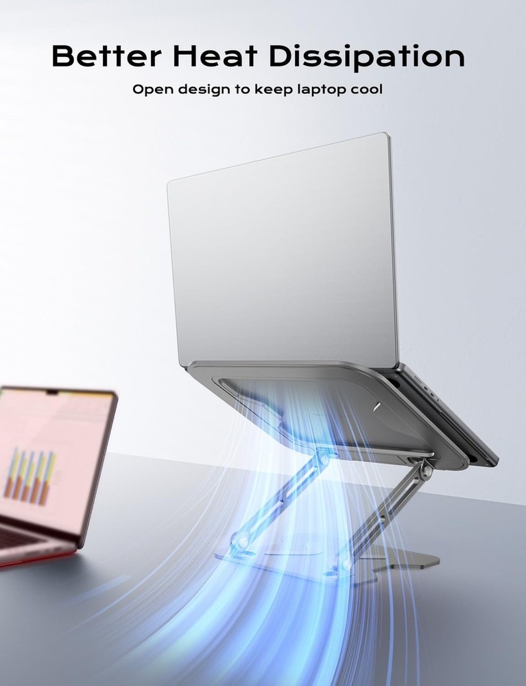 Foldable Laptop Stand for Desk, Adjustable Height Ergonomic Computer Stand, P...