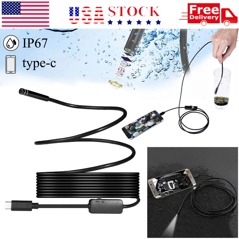 2M 5.5mm 6LED Endoscope Android Type-C Borescope Waterproof Inspection Camera